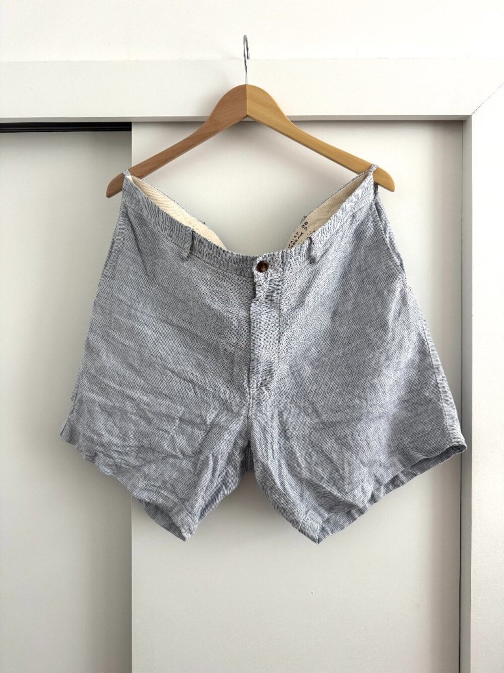 J.Crew 100% Linen Blue Striped Chino Shorts, size 38